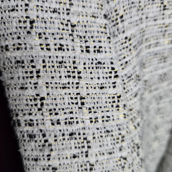 Anne Klein Classic Tweed Open Front Gray Blazer Black And Gold Specks Size M - Picture 4 of 7